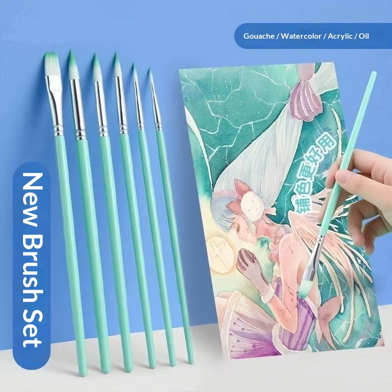 Gouache Paint Set - Set di 6 Pennelli in Nylon